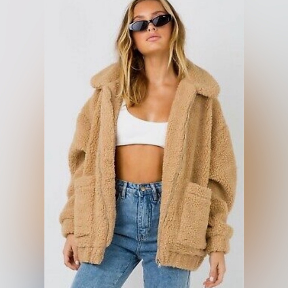 I.AM.GIA Pixie Teddy Sherpa Jacket Caramel Oversized Cozy L